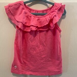 Lilly Pulitzer ruffle neck sleeveless tee, XS 2-3T